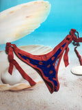 Bikini Bottom Navy Red Dots Ruched - TenaZZ Design