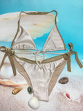 Bikini Set Triangle Gold Ties Sides Bottom - TenaZZ Design