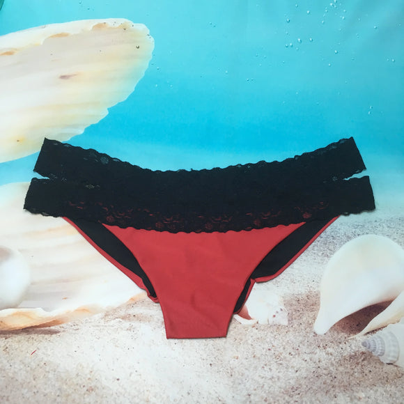 Bikini Bottom Scrunch Red Black - TenaZZ Design