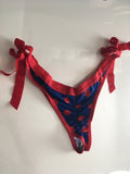 Bikini Bottom Navy Red Dots Ruched - TenaZZ Design