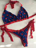 Bikini Bottom Navy Red Dots Ruched - TenaZZ Design